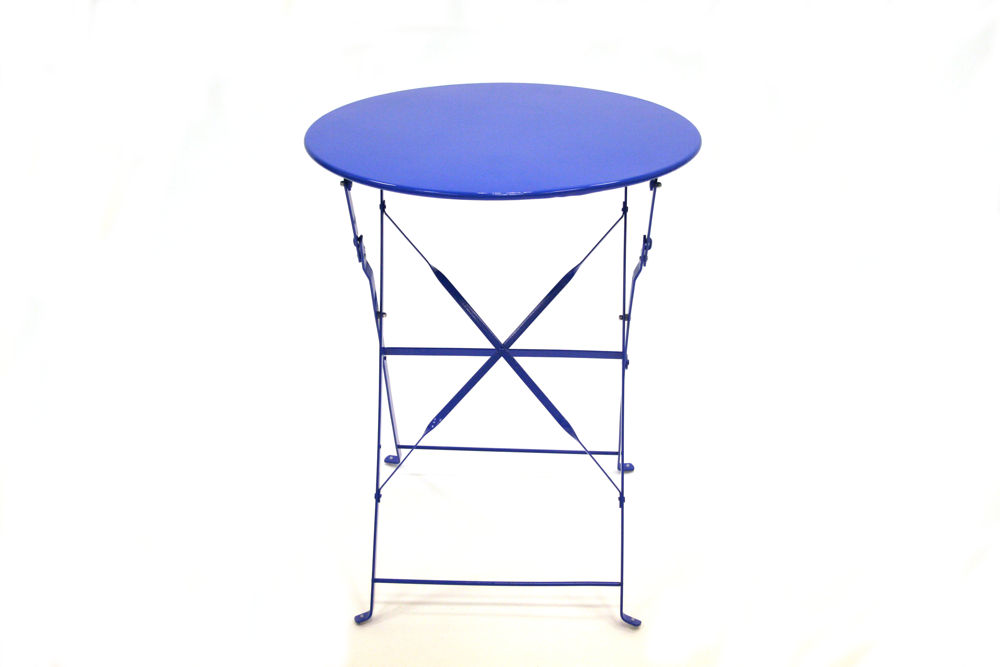 Blue Metal Folding Bistro Chair & Table Set For Hire - BE ...