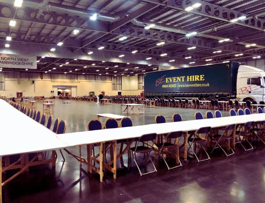 Election Table and Chair Setup - BE Event Furniture Hire 